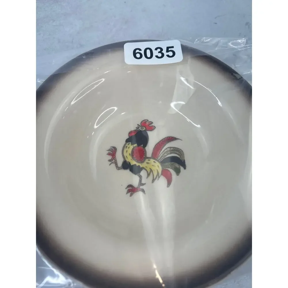 Vintage MCM Metlox Poppytrail Red Rooster Salad Plates Retro California‎ 6 inch